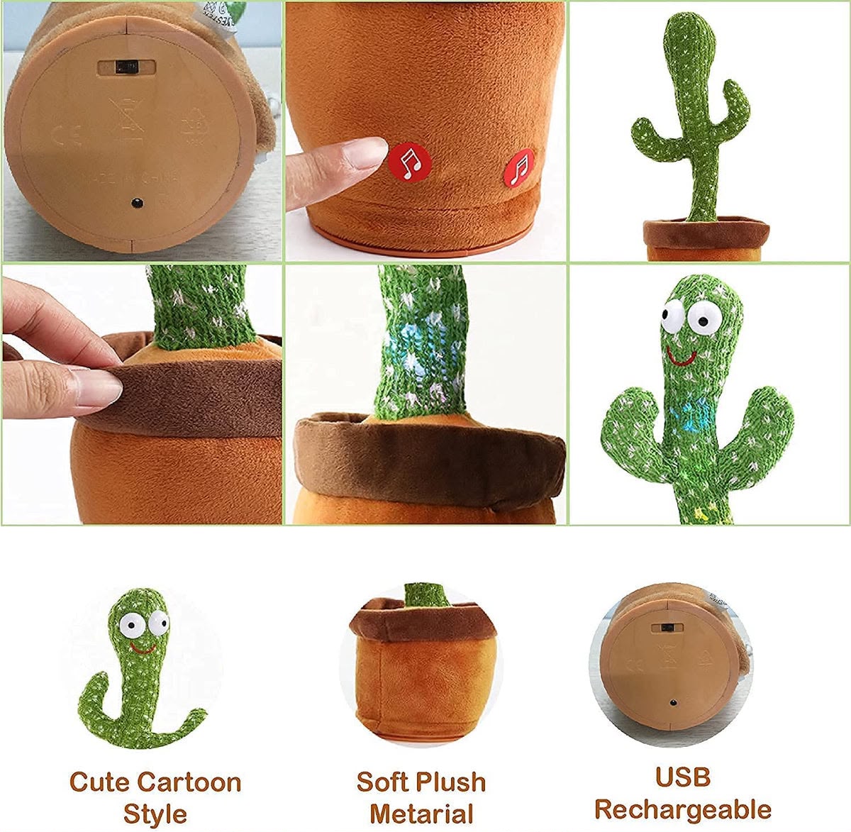 Dancing Talking Cactus Toy – USB Rechargeable