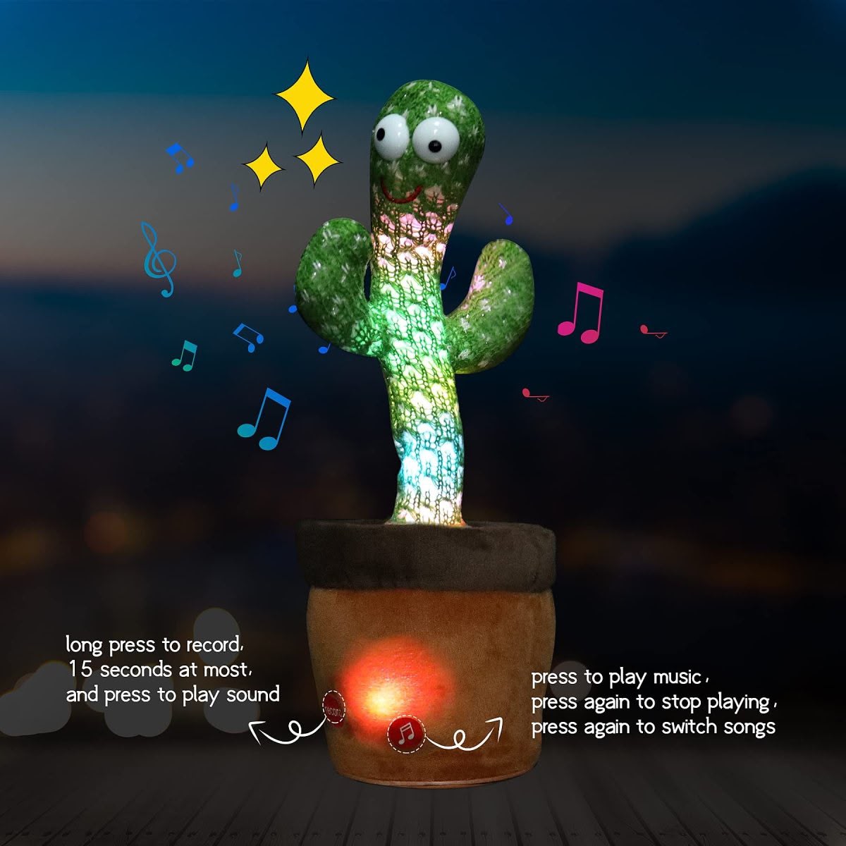 Dancing Talking Cactus Toy – USB Rechargeable