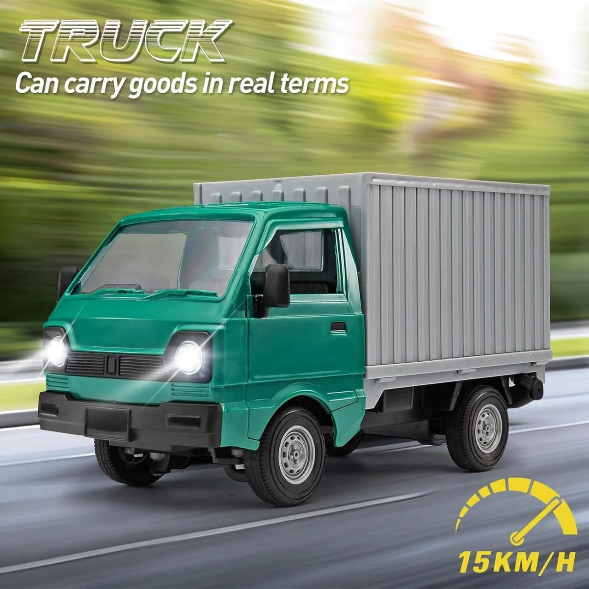 Remote Control Freight Pickup Truck with Container, Lights & Smoke