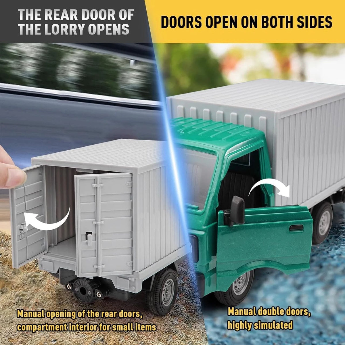 Remote Control Freight Pickup Truck with Container, Lights & Smoke