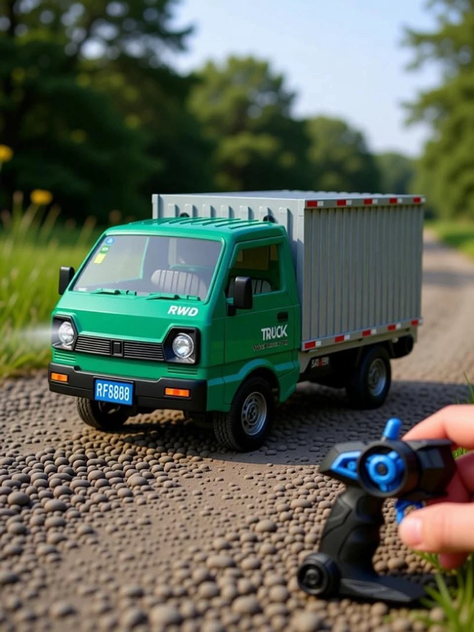Remote Control Freight Pickup Truck with Container, Lights & Smoke